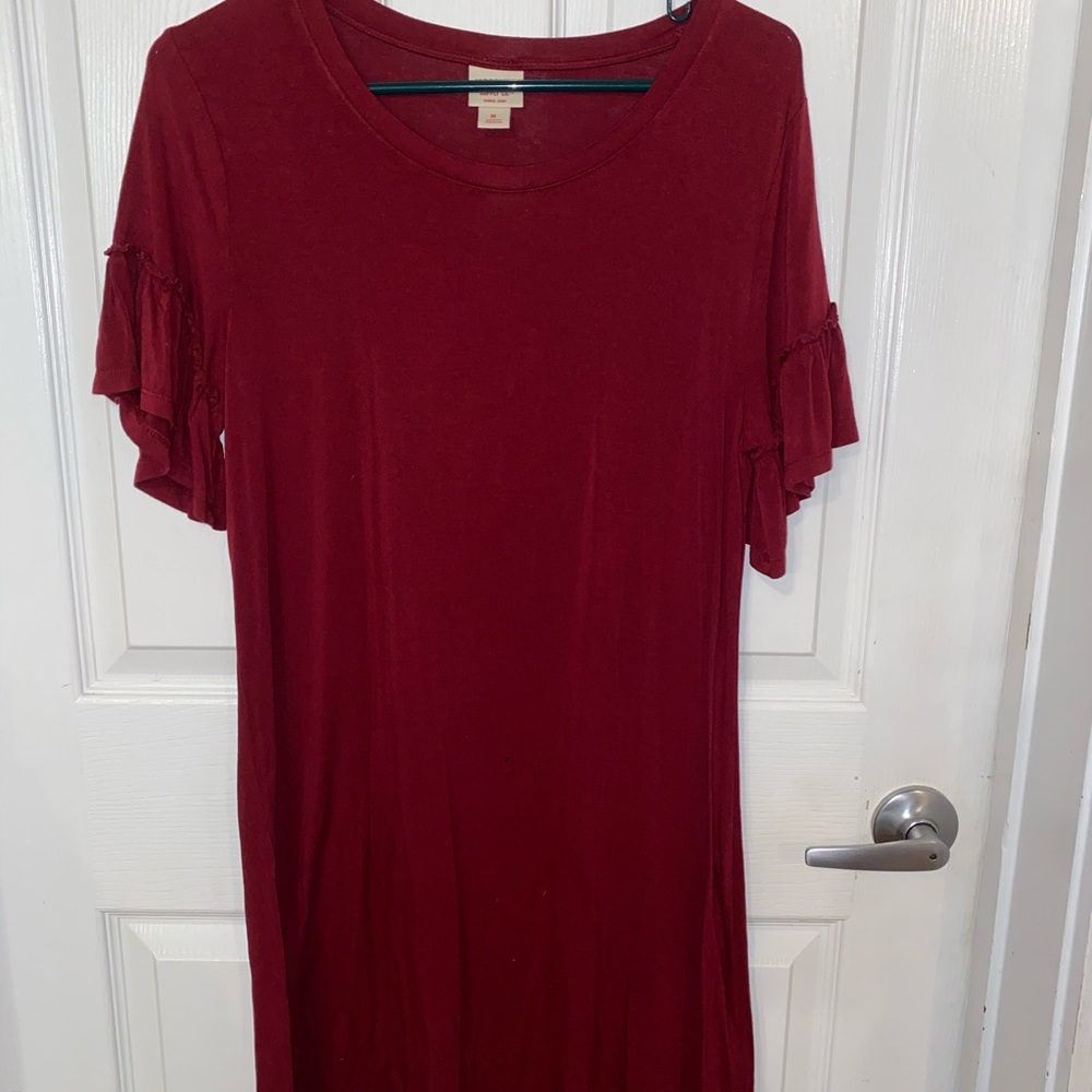 Shirt dress with ruffles on sleeves! Never Worn!